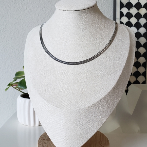 NEW 4MM Stainless Steel Silver Flat Herringbone Snake Chain Necklace - Picture 8 of 9